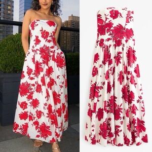 Abercrombie &Fitch Floral Drop Waist Strapless Maxi Dress